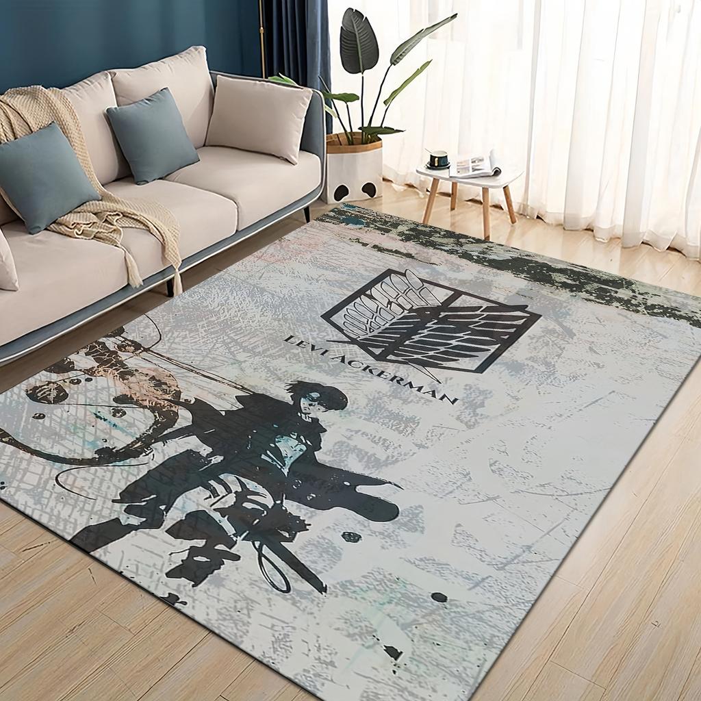 3D Cartoon Attack On Titan Eren Mikasa Anime Carpet Rug for Living Room Bedroom Home Sofa Decoration,kid Play Non-slip Floor Mat