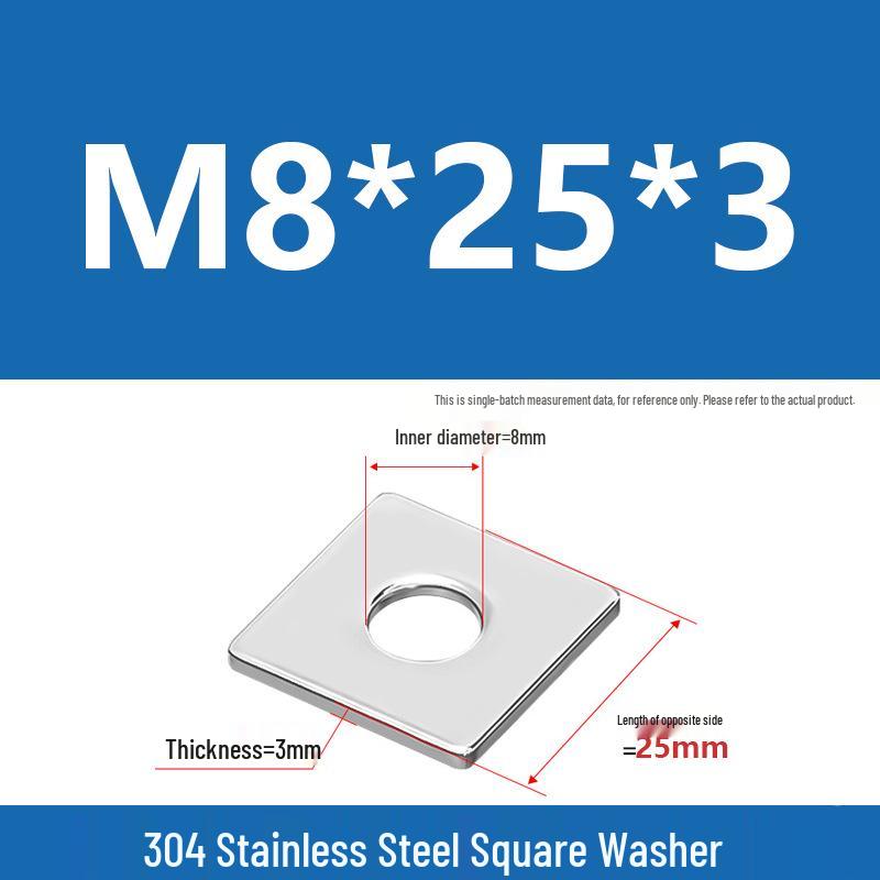 304 Stainless Steel Thickened Square Washer for Curtain Wall (M4-M16)