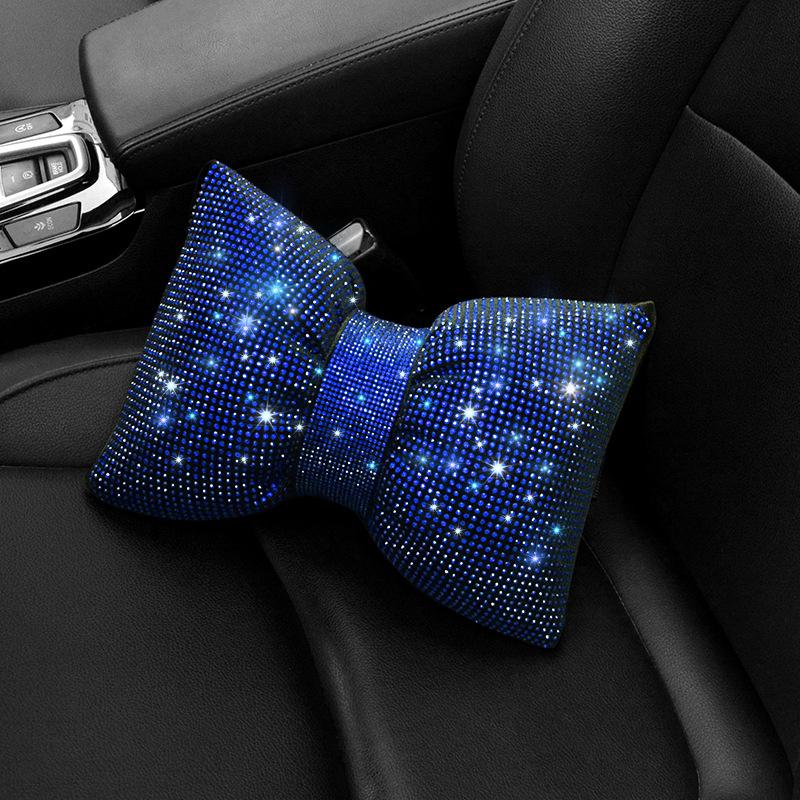 1Pcs Diamond  Bowknot Car Neck Pillow  Auto Headrest Seat Support Waist Pillows Car Accessories For Women