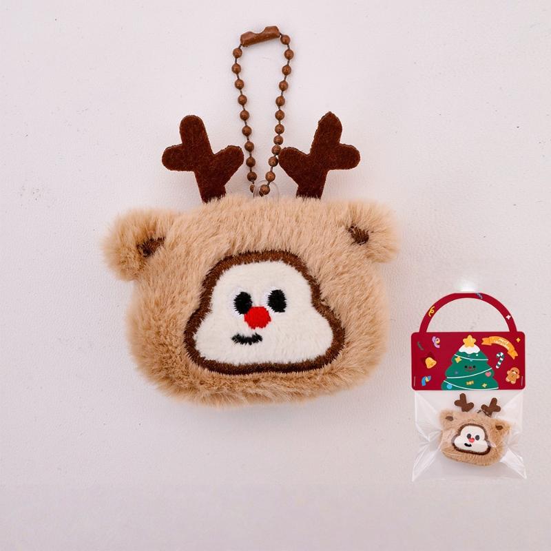 Christmas-themed Plush Keychain Santa Claus Doll Keychain Portable Bag Pendant Backpack Hanging Decor