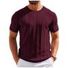 Neuer Herren-Strickpullover mit kurzen Ärmeln, Hochwertiges vertikal gestreiftes T-Shirt-Top für Herren mit hohem Halsausschnitt
