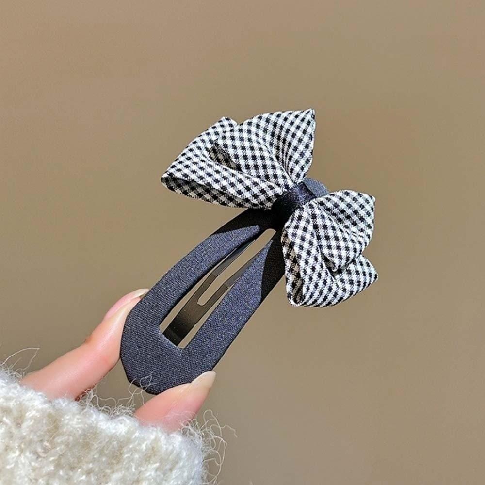 Polyester Karo Schleife Haarspange Hochwertige Koreanische Haarspangen Haarspange für Pony Schleifenkopf Haarspange Party