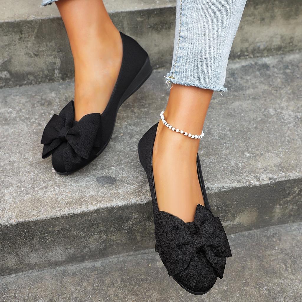 New Summer Style Fashionable Comfortable and Versatile Women's Shoes Casual Simple Wear-resistant Flat Bottom Bow Shoes36-43