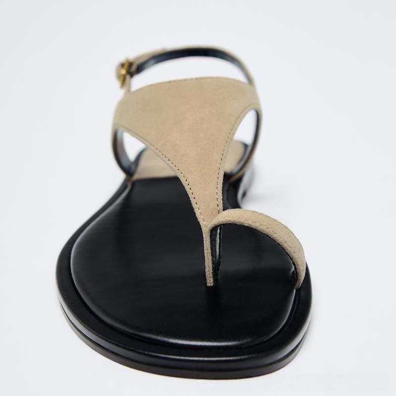 Fashion Rome Retro Women Flat Sandals 2025 Summer New Fashion Casual Toe-Mounted Low Heels Shoes Comfortable Walking Women Sandals