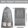 5 Pcs Large Shoe Storage Bags, Dustproof Drawstring Shoes Bags with Transparent Slot, Portable Waterproof Packing Organizers