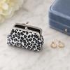 Leopard Print Coin Purse Fabric Change Purse Retro Kiss Lock Coin Pouch for Cash