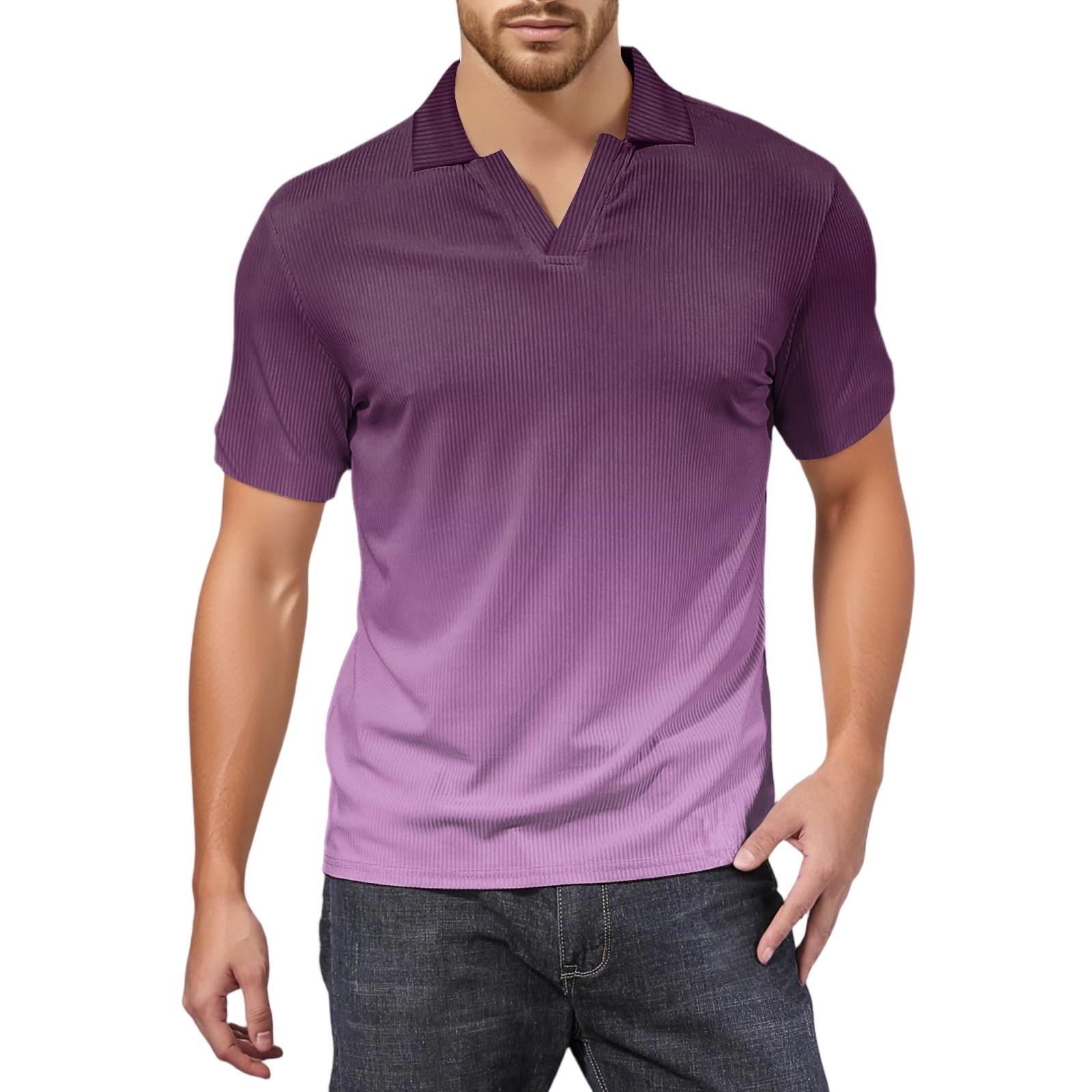 

Мужская модная футболка для гольфа с коротким рукавом и V-образным вырезом XL фиолетовый