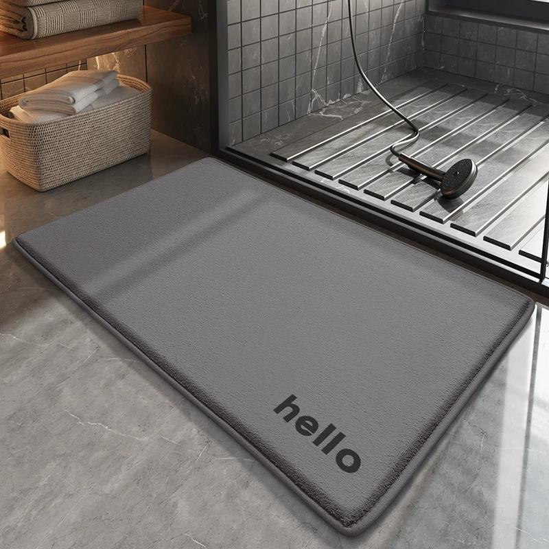 Memory Foam Bath Mat Quick-Dry Bathroom Rug, Non-Slip Water-Absorbing, Soft Solid Color Floor Mats for Bathroom Essentials
