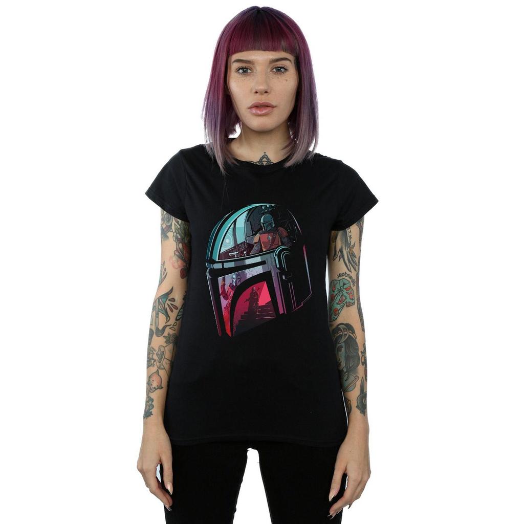 Star Wars Womens/Ladies The Mandalorian Mandalore Helmet Reflection Cotton T-Shirt
