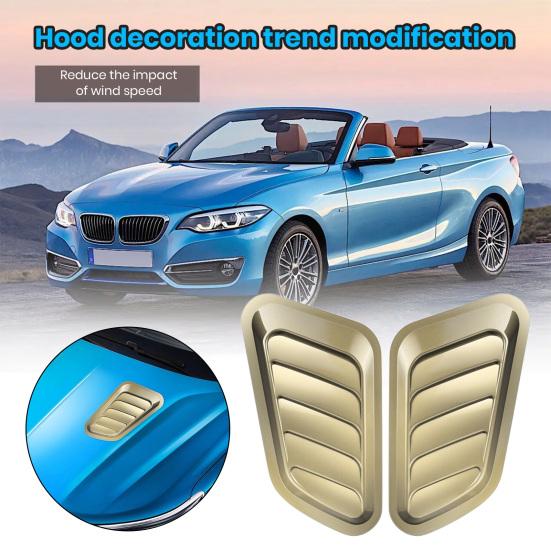 2Pcs Car Hood Air Vent Cover UV-proof Non-Fading Solid Color Universal Size Easy To Install Car Hood Vent Scoop Kit