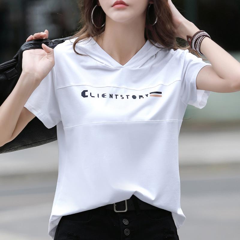 

Женская тонкая повседневная рубашка, сексуальный топ с v-образным вырезом, футболка, женская студенческая толстовка с капюшоном, топ с половиной рукавов, сплошной цвет S белый