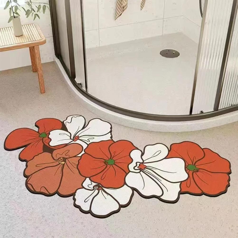 Cherry Blossom Bathroom Rug Super Absorbent Bath Mat Non-slip Entrance Diatomite Mat Doormat Toilet Carpet Bathroom Accessories