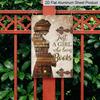 2D Flat - 1pc Vintage Aluminium Decorative Sign | "Just A Girl Who Loves Books" - Metal Wall Decor, Wall Hanging, Perfect for Home, Office, or Cafe