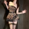 Sex Underwear Women's Abstinence Pajamas Pure Lust Leopard Print Maid Uniform Suit Qqny Temptation Tube Top