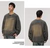 Men's Retro Washed Heavyweight Sweatshirt - 2025 Spring/Autumn Style, Round Neck, Long Sleeve