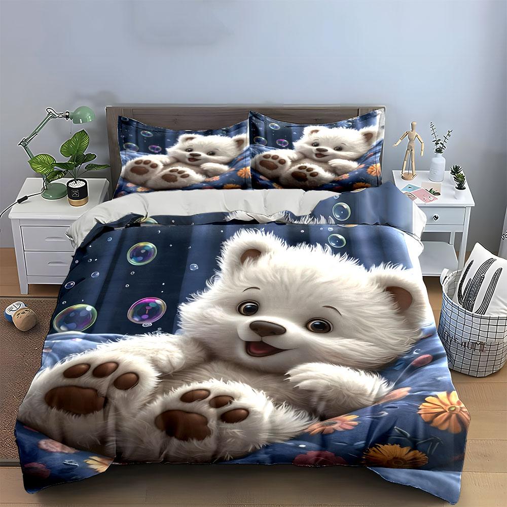 Adorable Bear Bedding Set Multiple Sizes Kid'S And Adults' Bedroom Exquisite 3Pc Bedding Set, Gift