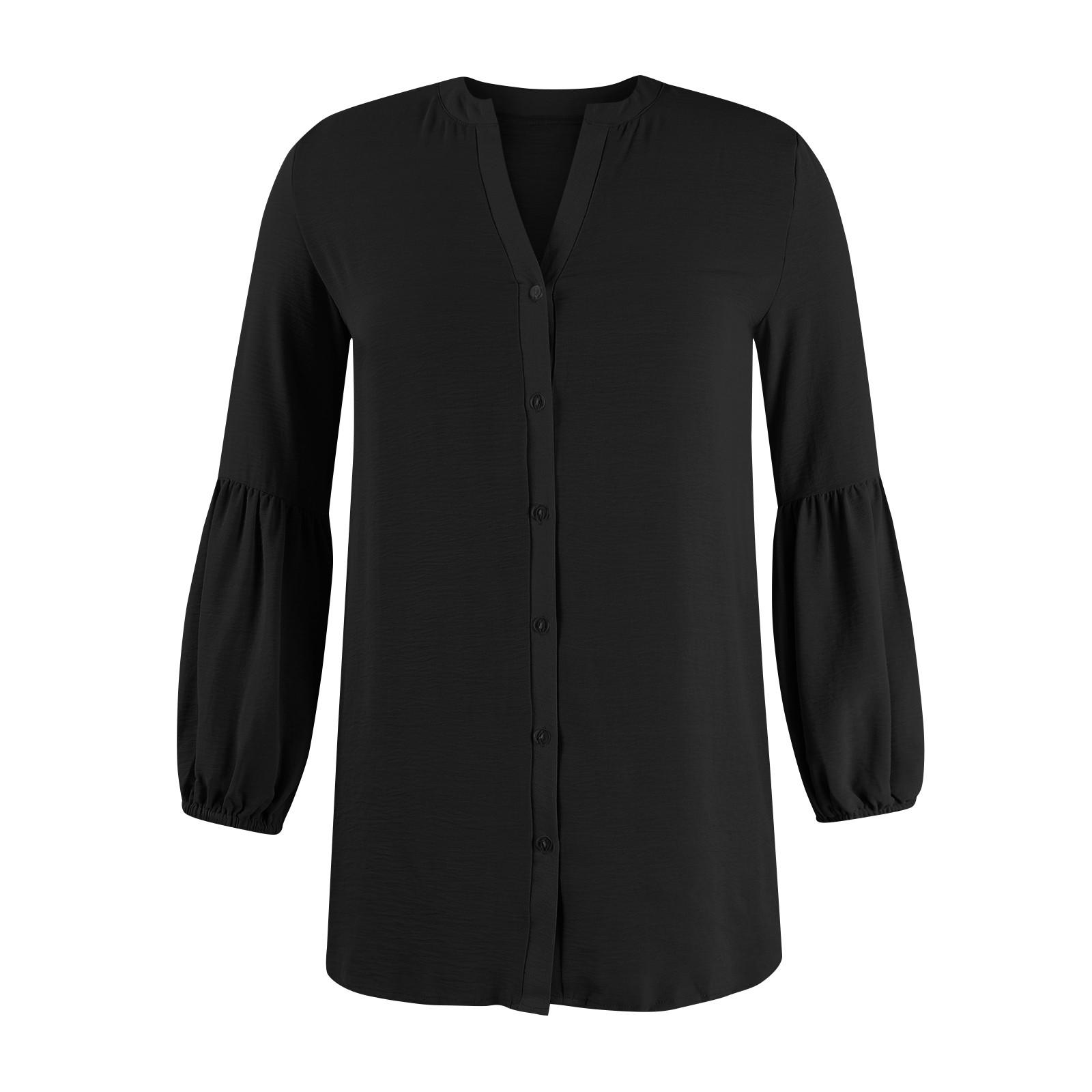 Женская однотонная повседневная свободная футболка-кардиган с длинными рукавами — фото 3