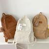 Harajuku Backpack for Girl Corduroy Lattice Backpack Large Capacity Daypacks Travel Bag Student School Backpack