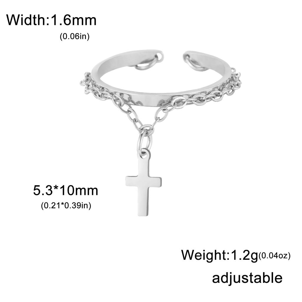 Lemegeton Open Ring for Couple Small Charm Zircon Stainless Steel Chain Accessories Heart Zircon Beauty Fried Dough Twists New