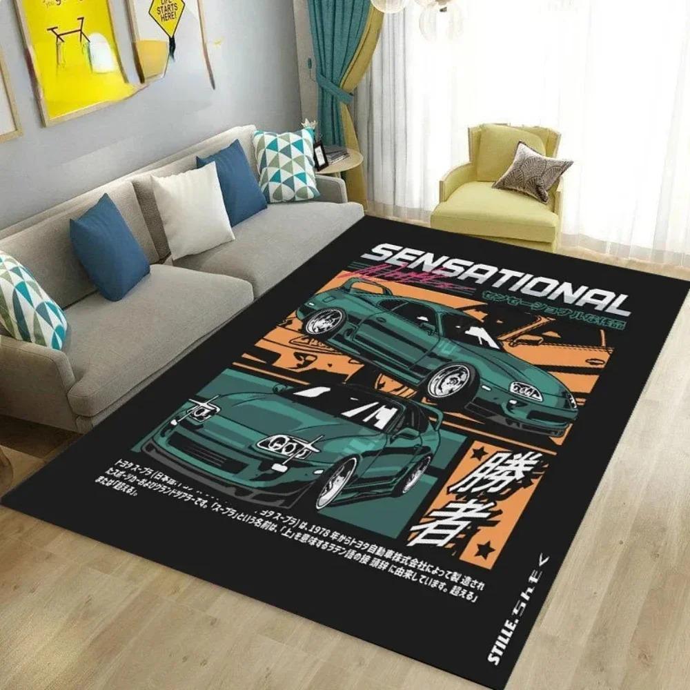 Tappeto Stampato Auto da Corsa Vintage Tappeto Multifunzione Antiscivolo per Soggiorno Ingresso & Corridoio Decorazione Pavimento Decorazione Camera da Letto