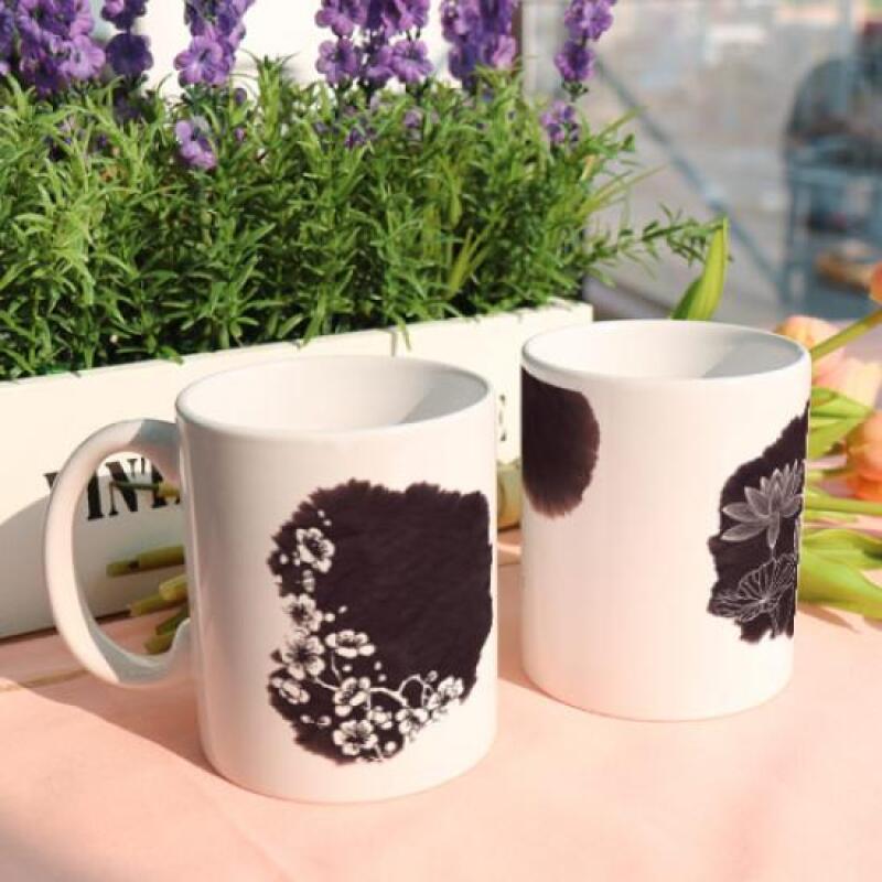 am537-Design Mug 2p-Ink Painting Lotus Plum