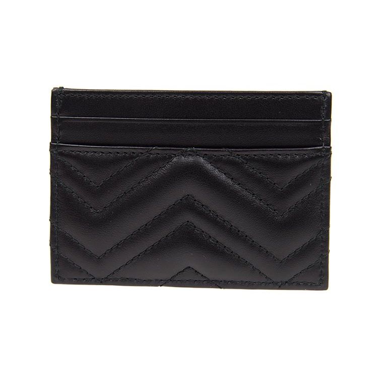 Gucci GG Marmont Gold Logo gestepptes Leder Kartenetui Damen Kartenetui Schwarz 443127-DTD1T-1000