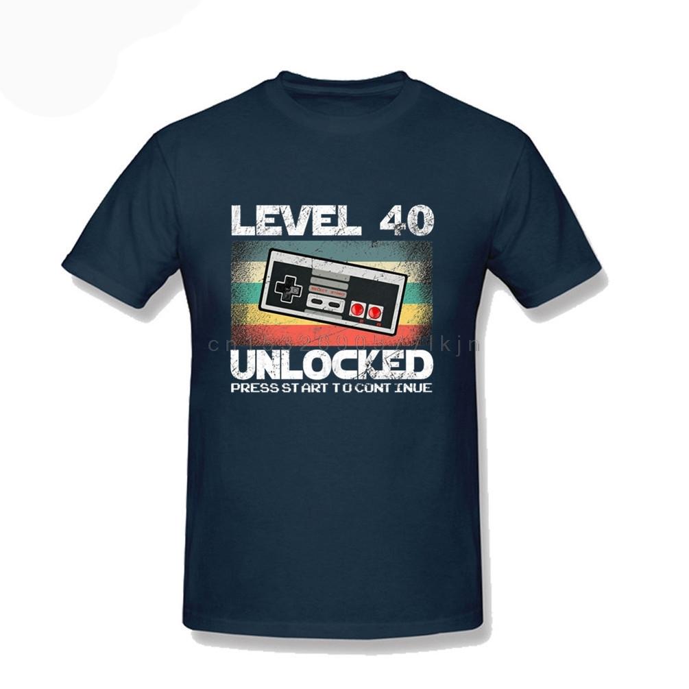 Unisexs Born In 1980 40 Years Old 40th Birthday Gift Level 40 Unlocked T Shirts Harajuku Unisex 3xl Male Camiseta Masculina Tshirt