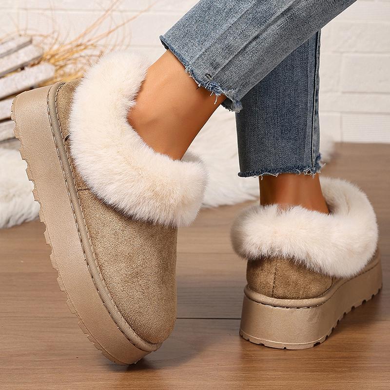 Fashion Fluffy Furry Platform Snow Boots Woman 2025 Thicken Plush Warm Winter Ankle Boots for Women Non Slip Thick Sole Cotton Shoes