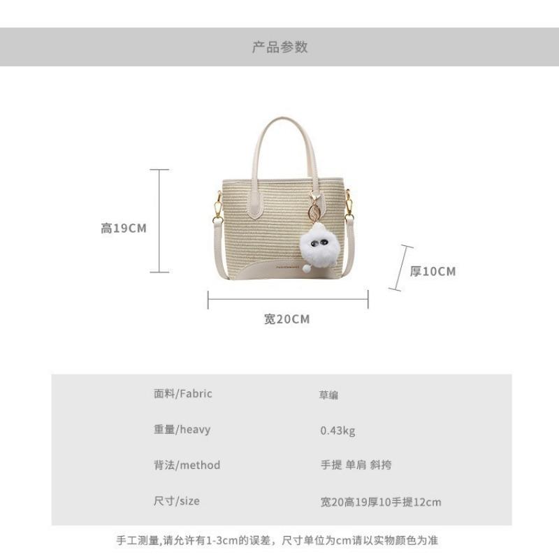 Handwoven straw bag women's new versatile portable bucket bag beach bag shoulder messenger bag