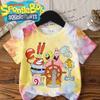 New Summer SpongeBob Printed Family Parent-Child T-Shirt 5-Piece Set Adults Kids Loose Breathable Short Sleeves In Plus Sizes