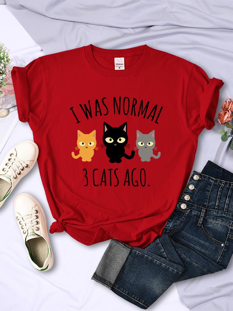 

Футболки с принтом «I Was Normal 3 Cats Ago» для женщин, повседневная многоцветная футболка, летняя футболка с коротким рукавом и круглым вырезом в стиле хип-хоп M