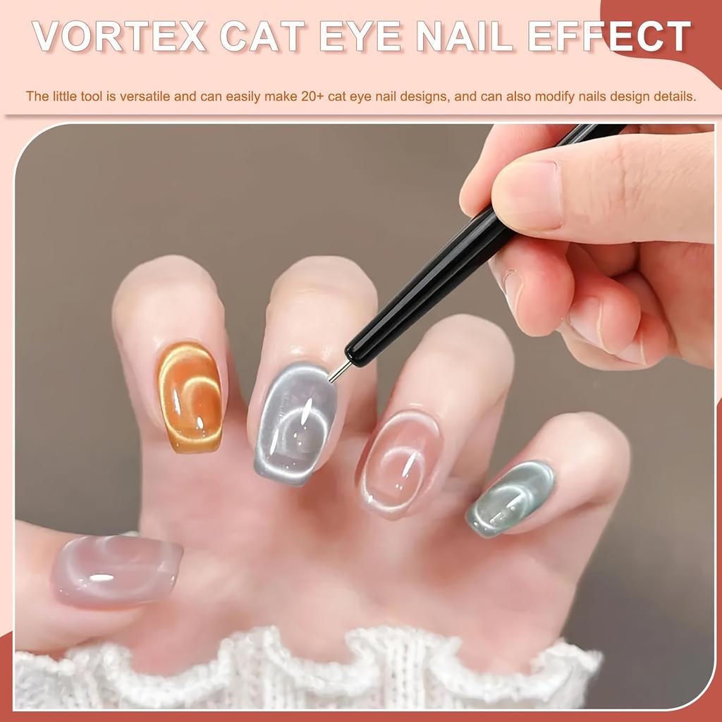 4-piece Set of Essential Tools for Manicure, Cat-eye Cylindrical Magnet Tools Necessary for Manicure Technicians, Multi-functional Magnets