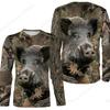 Bear Pig Hunting Animal 3d Print Long Sleeve T-shirt Men Women Fashion Tshirt Camo Camouflage Tops Tees Outdoor Sportwear Tshirt
