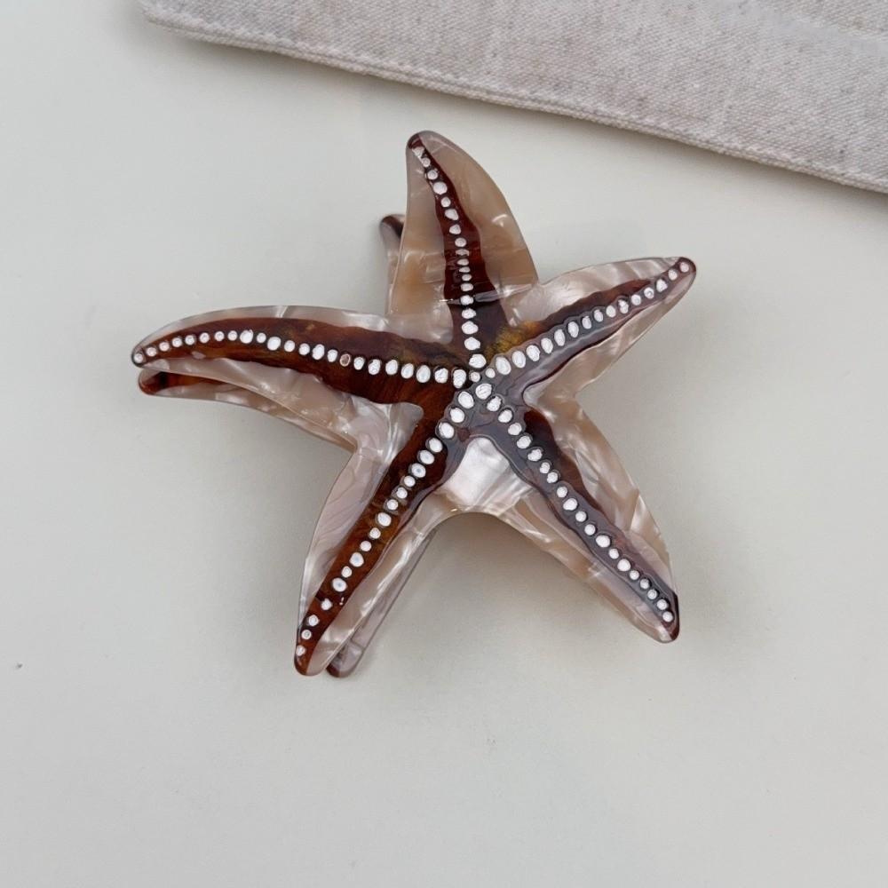 Non-Slip Starfish Hair Claw Clip Ocean Style Hair Barrettes Acetate Shark Clip  For Women