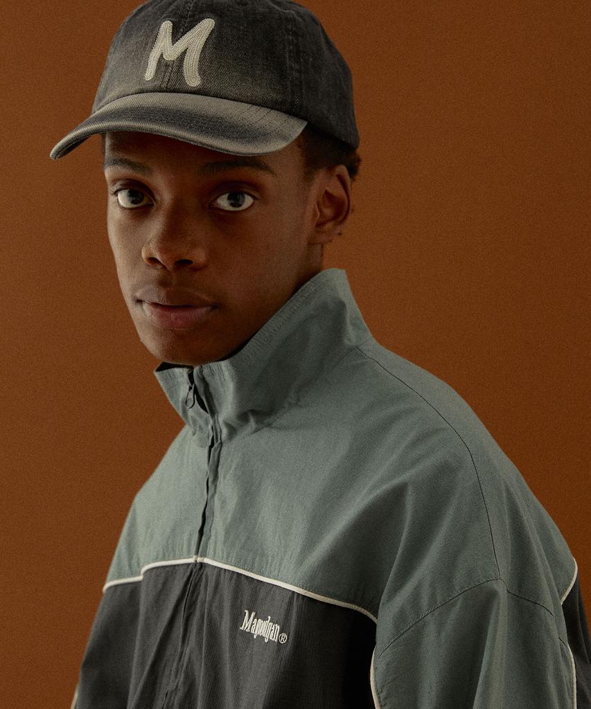 MAGOODGAN Headwear 9302 Chain Embroidery Grey Denim Ball Cap