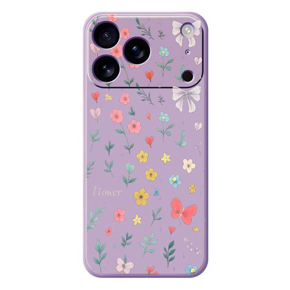 For iPhone 17 Pro Max Case Floral Bow Pattern Printing Straight Edge TPU Phone Back Cover