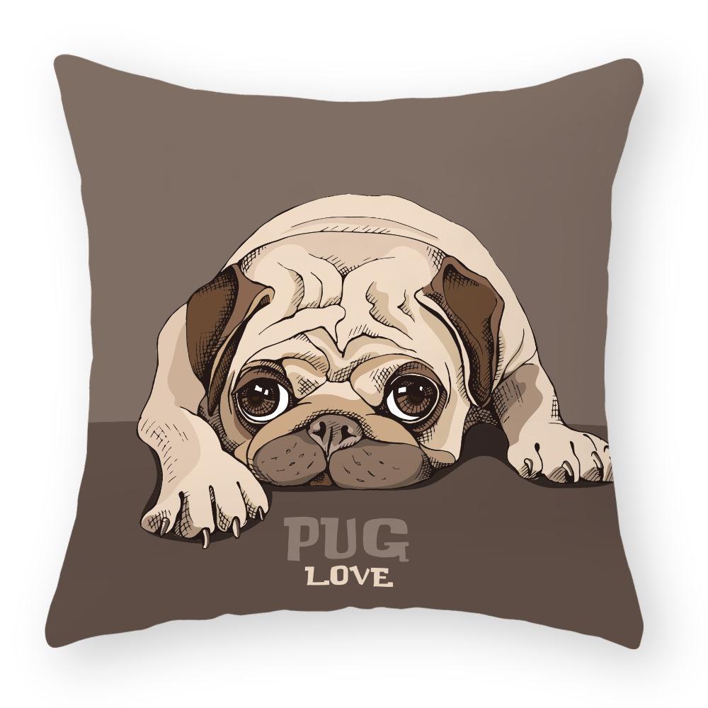 European and American Cartoon Dog Pillow Cover Peach Leather Velvet Print Pillow Cover Cushion Pillow Cover Car Sofa Waist
