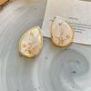 European and American Silver Needle Shell Round Resin Flower Stud Earrings Summer Small Fresh Earrings Niche Color Agent Dry Earrings