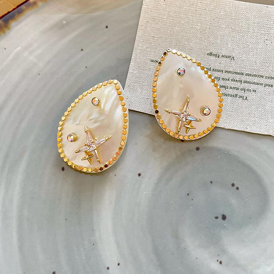European and American Silver Needle Shell Round Resin Flower Stud Earrings Summer Small Fresh Earrings Niche Color Agent Dry Earrings