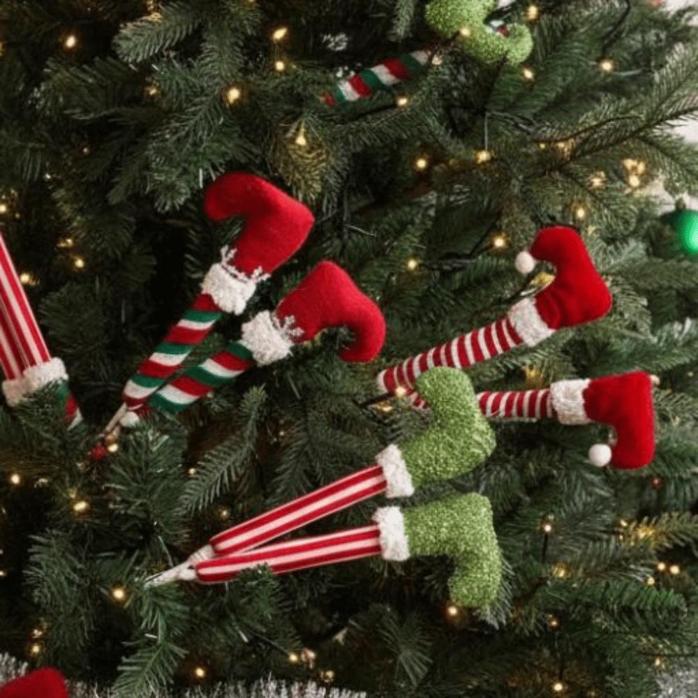 38cm Christmas Elf Legs Pendants Funny Xmas Tree Ornaments  New Year Decoration