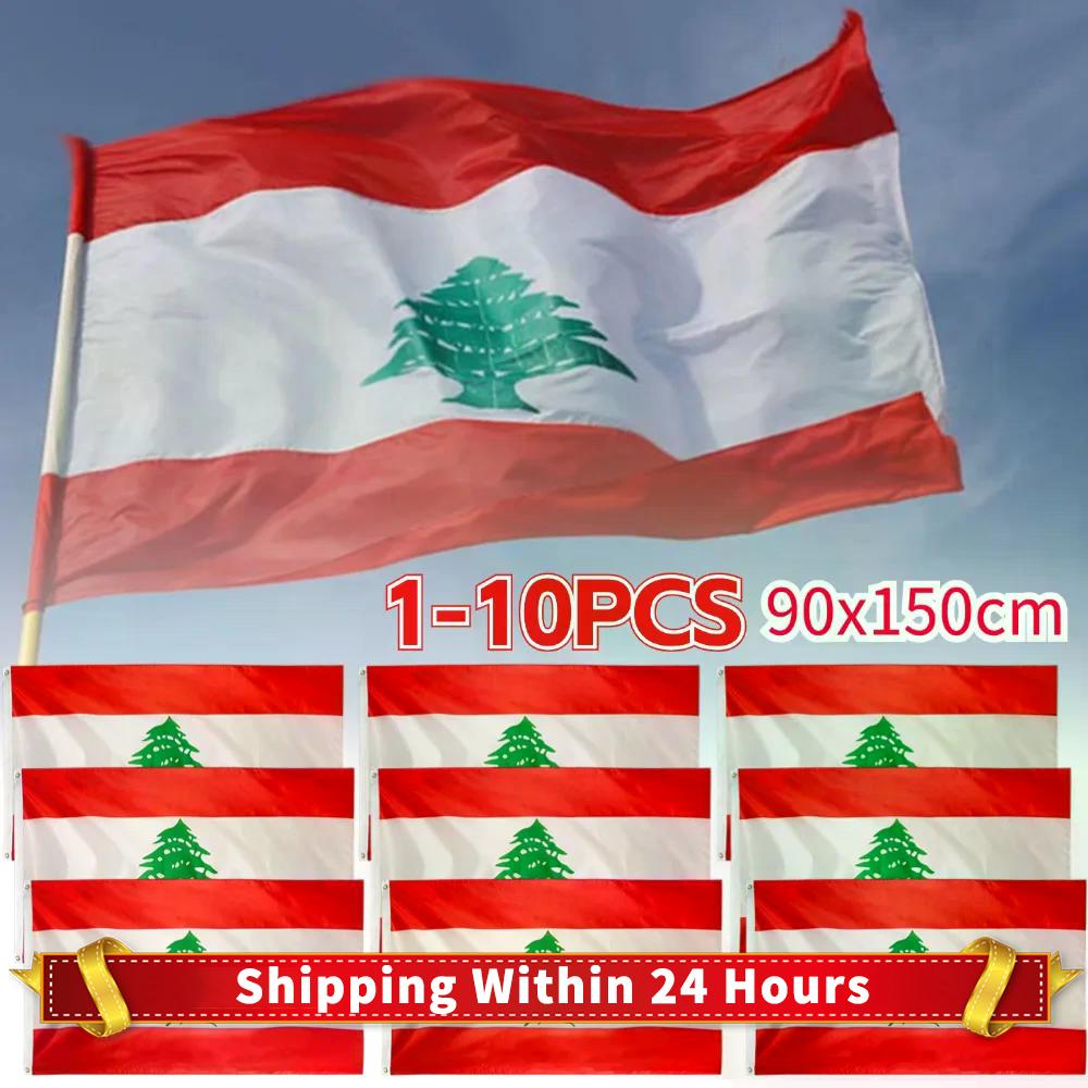 1-10 ks Dekorativní vlajka Libanon Světové vlajky zemí Polyester Vlajka Libanonské republiky Vnitřní Venkovní 90x150cm Vlajka k zavěšení