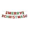 Holiday Party Supplies Tableware Set with Santa and Tree Paper Plates, Cups Napkins Hanging Sign and Table Cover for Christmas Dinner Tables
