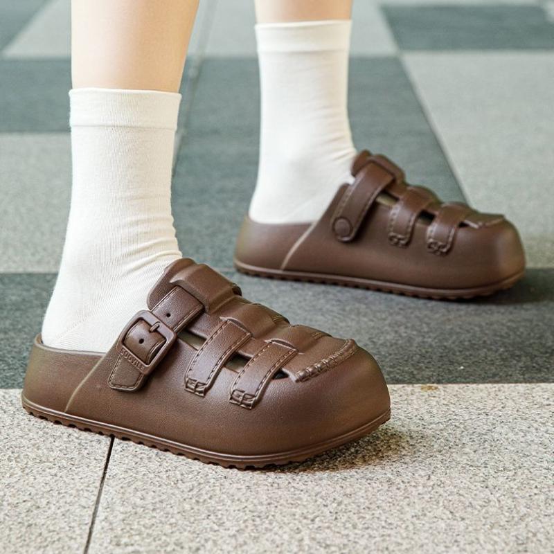 Hollow Height Slides Outside Thick Buckle Women's Slippers and Ladies Sandals Summer Footwear Original Cheap Liquidation Shoes