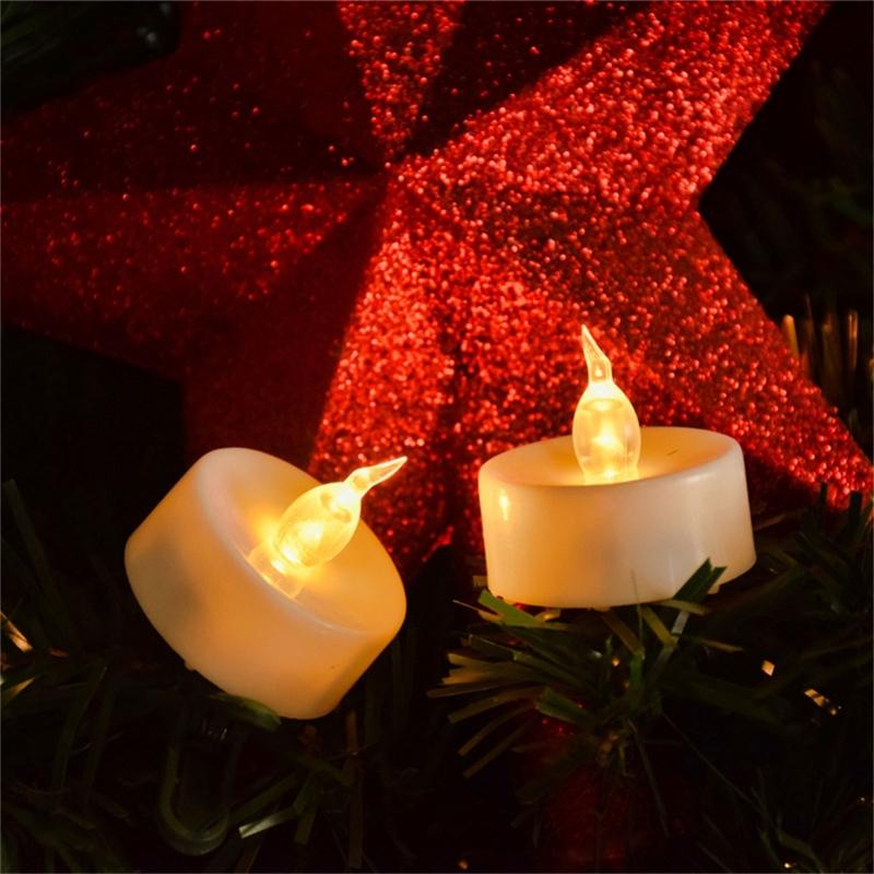 12 Count Clip Flameless LED Tealight Realistic Flame Decoration For Vases Tables Reusable Battery Candle
