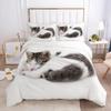 Kedi Nevresim Takımı Kedi Sever Hediyeleri Yatak Takımı Mikrofiber Sevimli Yavru Kedi Desenli Hayvan Temalı Çift Kişilik Kraliçe King Boy Yorgan Kılıfı