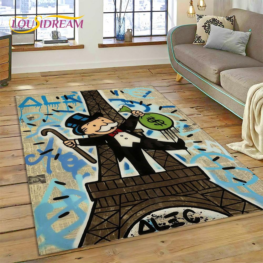 Game Dollar Monopoly Cartoon Money Rug Carpet for Living Room Bedroom Home Decor,Floor Mat Non-slip Decoration for Sofa Doormat