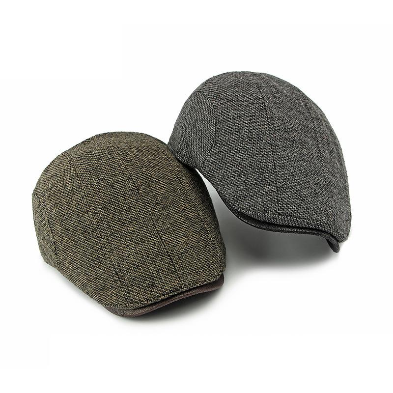Contrast Color Wool Cotton Cap Autumn Winter Beret Retro Progressive Cap Thick Men's Peaked Cap
