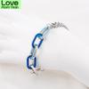 High Quality Punk Personality Trend Bangles Neutral Stainless Steel Splicing Bule Enamel Craft Chain Bracelets For Men And Women