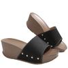 Neue Sommer-Slipper mit dicker Sohle, große Größe, Keilabsatz, dicke Sohle, ein Riemen, breiter Riemen
