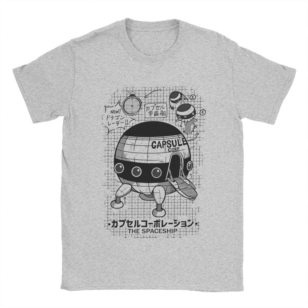 Men T-Shirts Capsule Corp Spaceship Funny 100% Cotton Tee Shirt Short Sleeve Anime DBZing T Shirt Crew Neck Tops Gift Idea